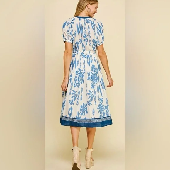 Pinch Blue and White Floral Midi Dress - NWT - Medium - Picture 3 of 4